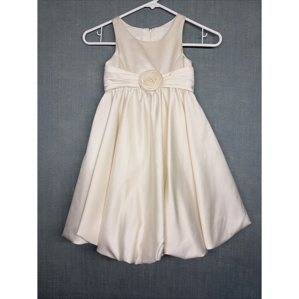 Flower Girl Dress Ivory Satin Dress David's Bridal Toddler Size 5T